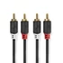 Nedis CABW24200AT30 sztereo audió kábel 2x RCA férfi,  2x RCA férfi, Aranyozott,  3 m , kerek,  Antracit