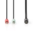 Nedis CAGB22160BK02 sztereo audio kábel, 2x 3,5 mm jack dugó - 3,5 mm sztereo jack aljzat, 0,20m