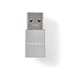 Nedis CCTB60925AL USB-A adapter, USB 3.2 Gen 1, USB-A férfi, USB-C™ anya, 5 Gbps,  kerek,  Nikkelezett, Ezüst