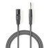 Nedis COTH15100GY15 félprofi audio kábel, 6,35mm sztereo jack dugó - 3p XLR dugó, hossz 1,5m, rugalmas