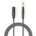 Nedis COTH15100GY30 félprofi audio kábel, 6,35mm sztereo jack dugó - 3p XLR dugó, hossz 3m, rugalmas