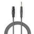 Nedis COTH15110GY15 félprofi audio kábel, 6.35mm sztereo jack - 3p XLR aljzat, 1,5m