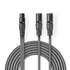 Nedis COTH15020GY15 félprofi XLR audio kábel, XLR 3p aljzat - 2 x XLR 3p dugó, 1.5m, rugalmas