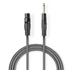 Nedis COTH15120GY30 félprofi audio kábel, 6,35mm mono jack dugó - 3p XLR aljzat, hossz 3m, rugalmas