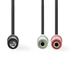 Nedis sztereó audio kábel, CAGP22150BK02, 3,5 mm-es dugó 2x 3,5 mm-es anya Nikkelezett 0,20 m Kerek Fekete Boríték